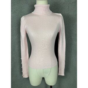 Hooked Up Lot Icy Pink Ribbed Turtleneck Sweater Pearl Accents Size XS NWT's